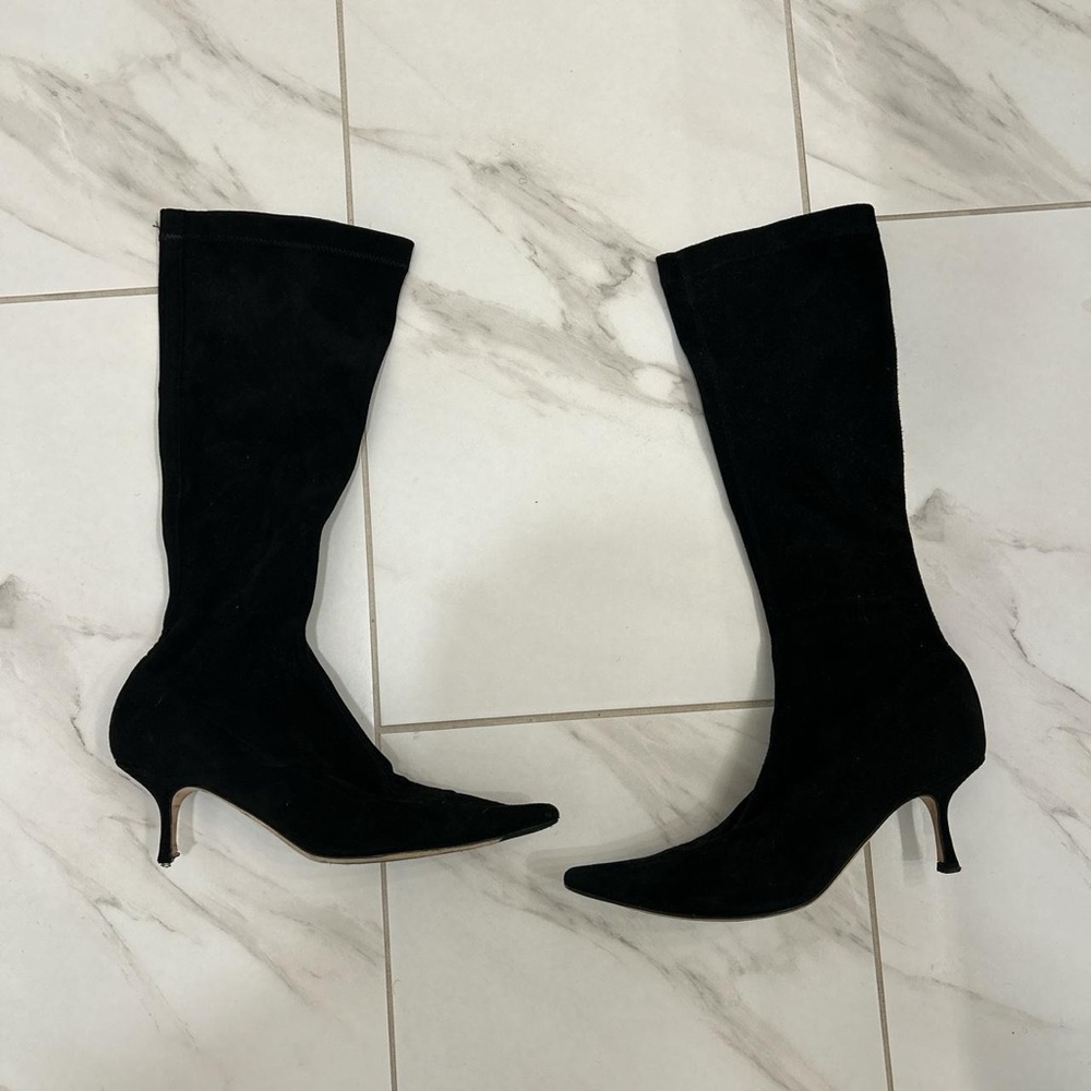 Jimmy Choo Pointed Toe Suede Black Boots